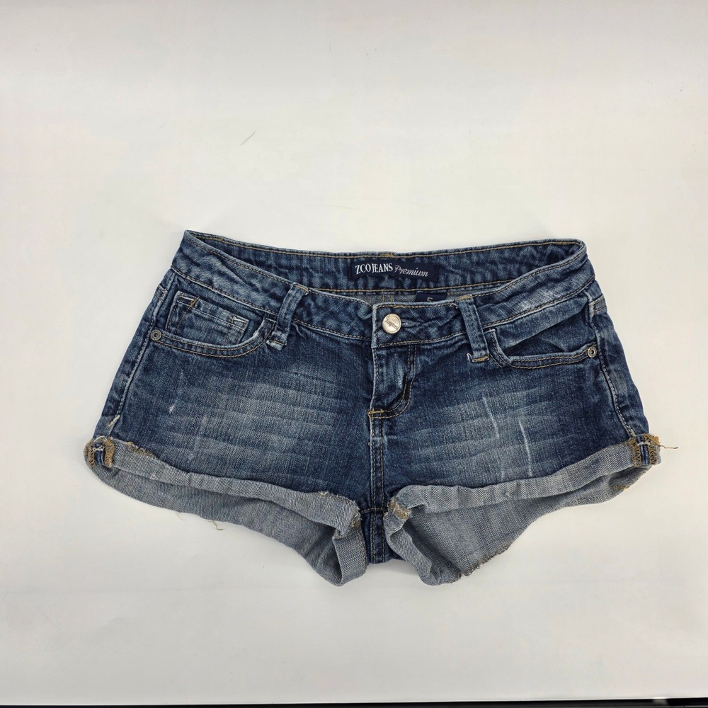 ZCO Jeans Premium Women Blue Denim Shorts Low Rise Cuffed Distressed Size 5